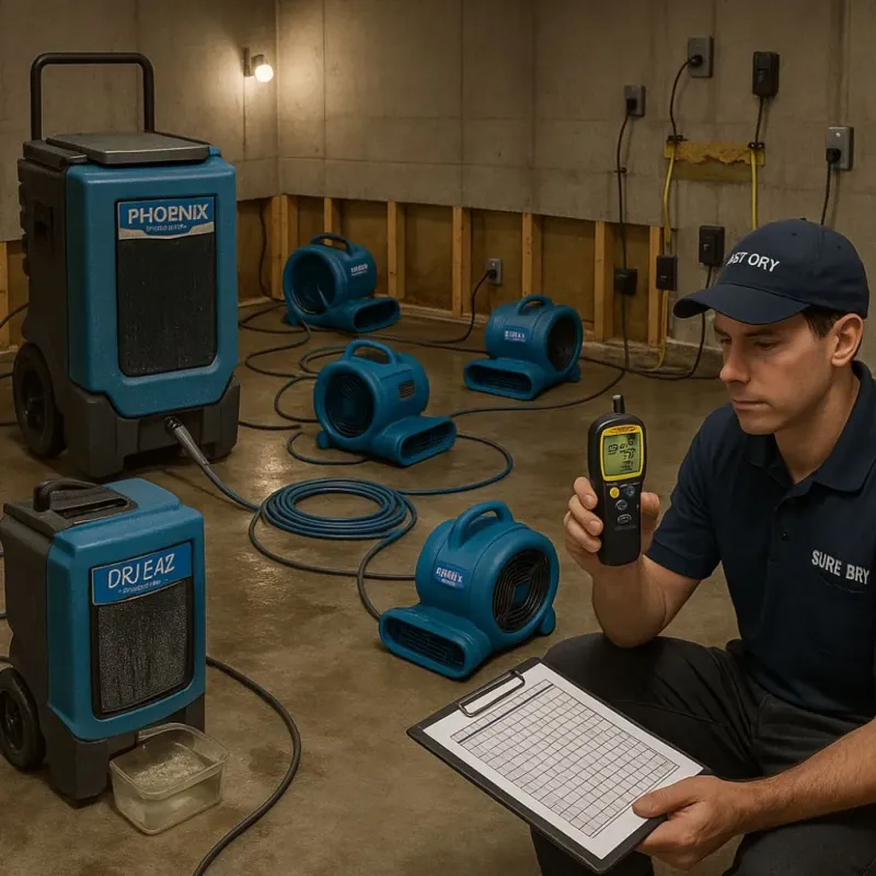 Structural Drying and Dehumidification process in Bermuda Run, NC